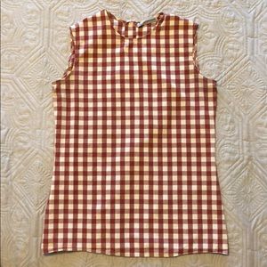 Emporio Armani sleeveless red checkered blouse